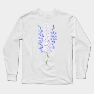 Delphiniums, floral watercolor painting Long Sleeve T-Shirt